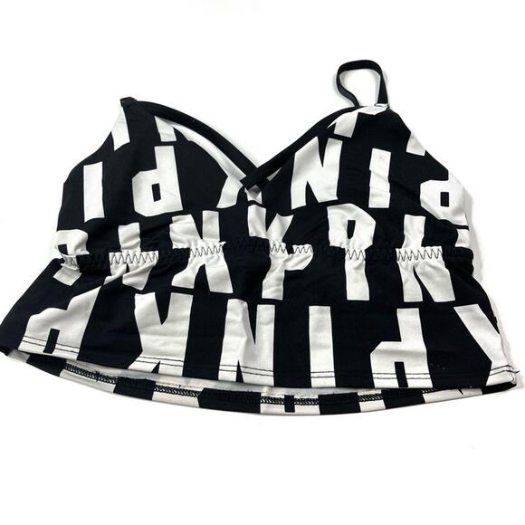 3/$30 PINK Victoria's Secret | Ultimate Unlined Sports Bra Crossed Black Logo XS - Picture 1 of 5